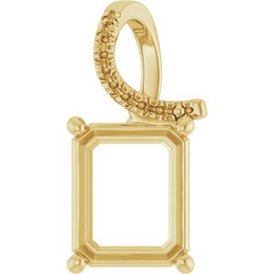 18K Yellow Gold 11x9 mm Emerald Pendant Mounting – image 2