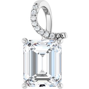 10K White Gold 11x9 mm Emerald Pendant Mounting