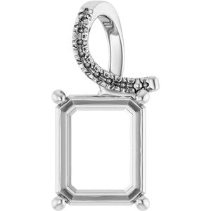 Sterling Silver 11x9 mm Emerald Pendant Mounting – image 2