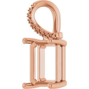 10K Rose Gold 11x9 mm Emerald Pendant Mounting – image 4
