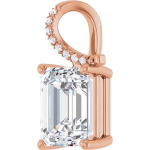 18K Rose Gold 11x9 mm Emerald Pendant Mounting – image 3
