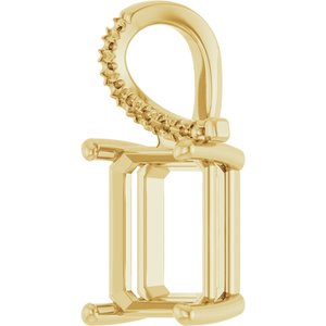 10K Yellow Gold 11x9 mm Emerald Pendant Mounting – image 4