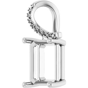 Continuum Sterling Silver 11x9 mm Emerald Pendant Mounting – image 4