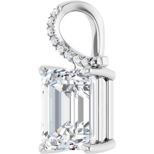 Continuum Sterling Silver 11x9 mm Emerald Pendant Mounting – image 3