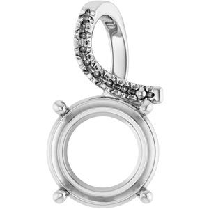 10K White Gold 12 mm Round Pendant Mounting – image 2