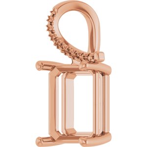 14K Rose Gold 12x10 mm Emerald Pendant Mounting – image 4