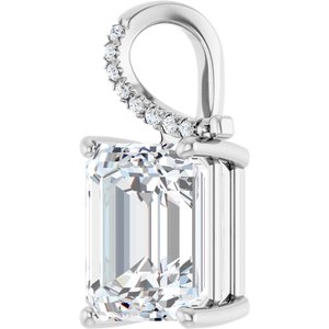 18K White Gold 12x10 mm Emerald Pendant Mounting – image 3