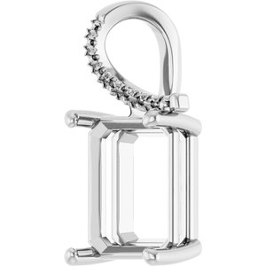 Sterling Silver 12x10 mm Emerald Pendant Mounting – image 4