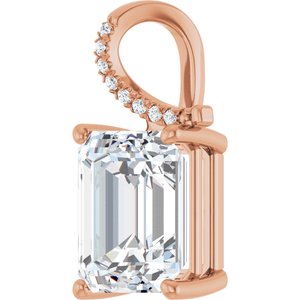18K Rose Gold 12x10 mm Emerald Pendant Mounting – image 3