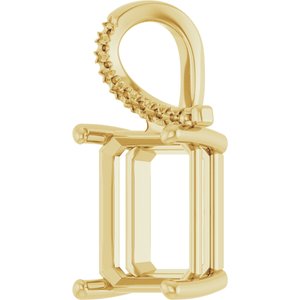 10K Yellow Gold 12x10 mm Emerald Pendant Mounting – image 4
