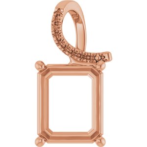 18K Rose Gold 12x10 mm Emerald Pendant Mounting – image 2