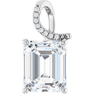14K X1 White Gold 12x10 mm Emerald Pendant Mounting