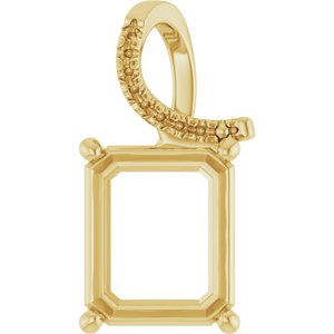 10K Yellow Gold 12x10 mm Emerald Pendant Mounting – image 2