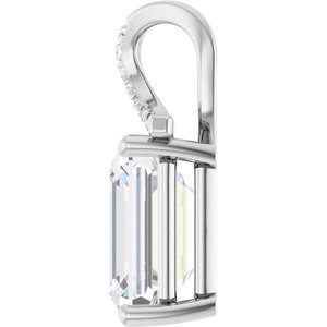 10K White Gold 12x10 mm Emerald Pendant Mounting – image 5