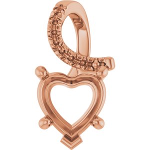 10K Rose Gold 8x8 mm Heart Pendant Mounting – image 2