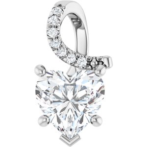 14K X1 White Gold 8x8 mm Heart Pendant Mounting