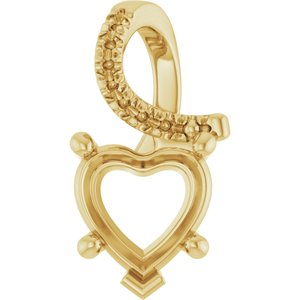 14K Yellow Gold 8x8 mm Heart Pendant Mounting – image 2