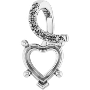 14K White Gold 8x8 mm Heart Pendant Mounting – image 2