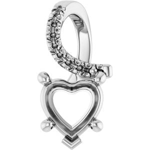 14K White Gold 6.5x6.5 mm Heart Pendant Mounting – image 2