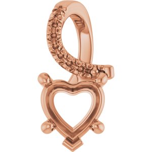 18K Rose Gold 6.5x6.5 mm Heart Pendant Mounting – image 2