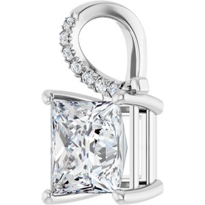10K White Gold 8x8 mm Square Pendant Mounting – image 3