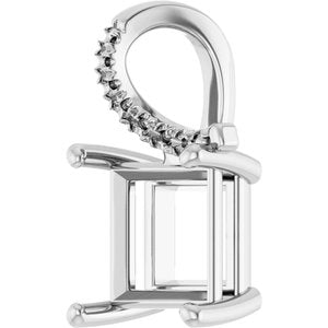 10K White Gold 8x8 mm Square Pendant Mounting – image 4