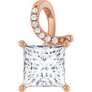 10K Rose Gold 8x8 mm Square Pendant Mounting