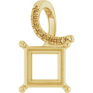14K Yellow Gold 8x8 mm Square Pendant Mounting – image 2