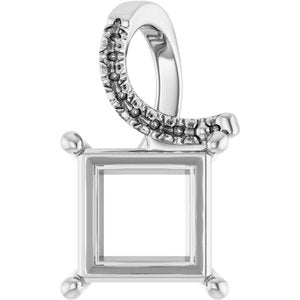 Sterling Silver 8x8 mm Square Pendant Mounting – image 2
