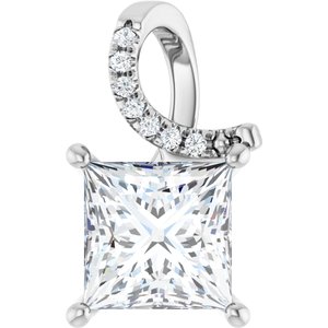 18K White Gold 8x8 mm Square Pendant Mounting