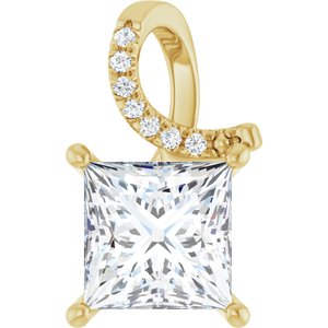 18K Yellow Gold 8x8 mm Square Pendant Mounting