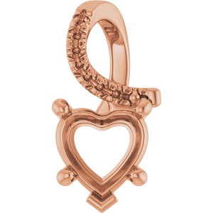 18K Rose Gold 7x7 mm Heart Pendant Mounting – image 2