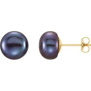 Button Pearl Stud Earrings