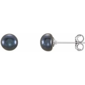 Button Pearl Stud Earrings