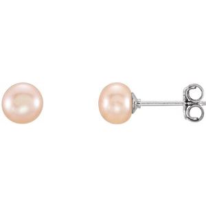Button Pearl Stud Earrings