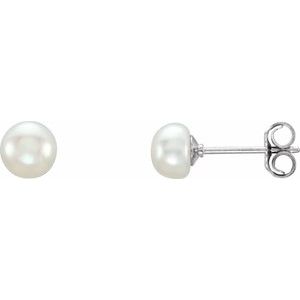 Button Pearl Stud Earrings