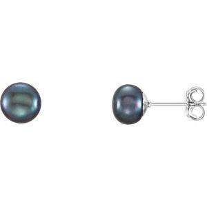 Button Pearl Stud Earrings