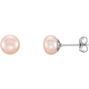 Button Pearl Stud Earrings