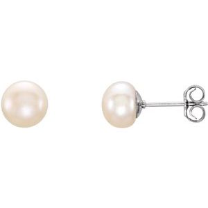 Button Pearl Stud Earrings