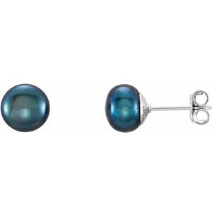 Button Pearl Stud Earrings