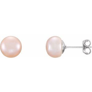 Button Pearl Stud Earrings