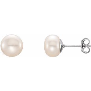 Button Pearl Stud Earrings