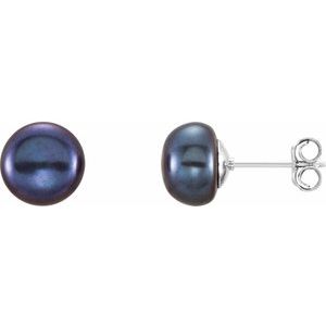 Button Pearl Stud Earrings