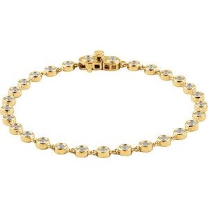 14K Yellow Gold 2 CTW Natural Diamond Bezel Line 7" Bracelet