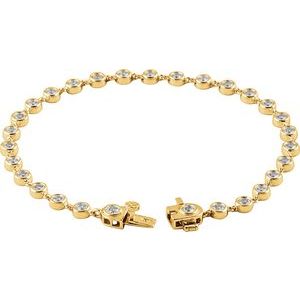 14K Yellow Gold 2 CTW Natural Diamond Bezel Line 7" Bracelet – image 2