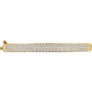 14K Yellow Gold 3 CTW Natural Diamond Pavé Bangle 7" Bracelet – image 2