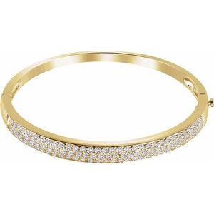 14K Yellow Gold 3 CTW Natural Diamond Pavé Bangle 7" Bracelet