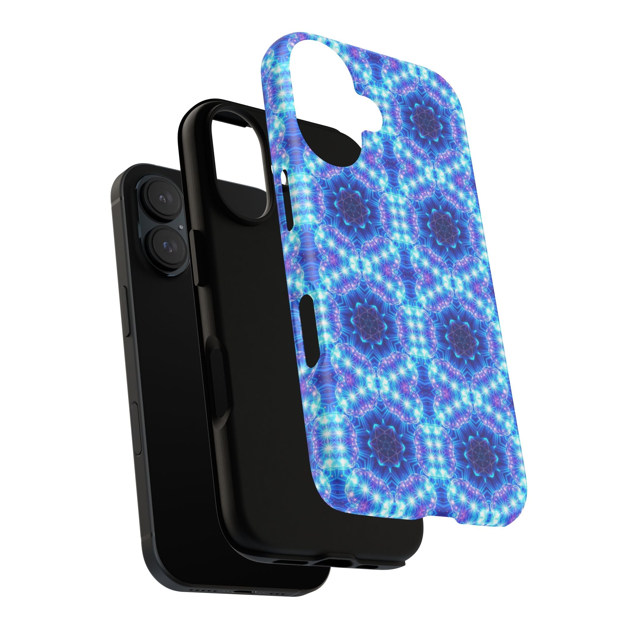 Blue Mandalas with Neon Lights Tough Phone Cases
