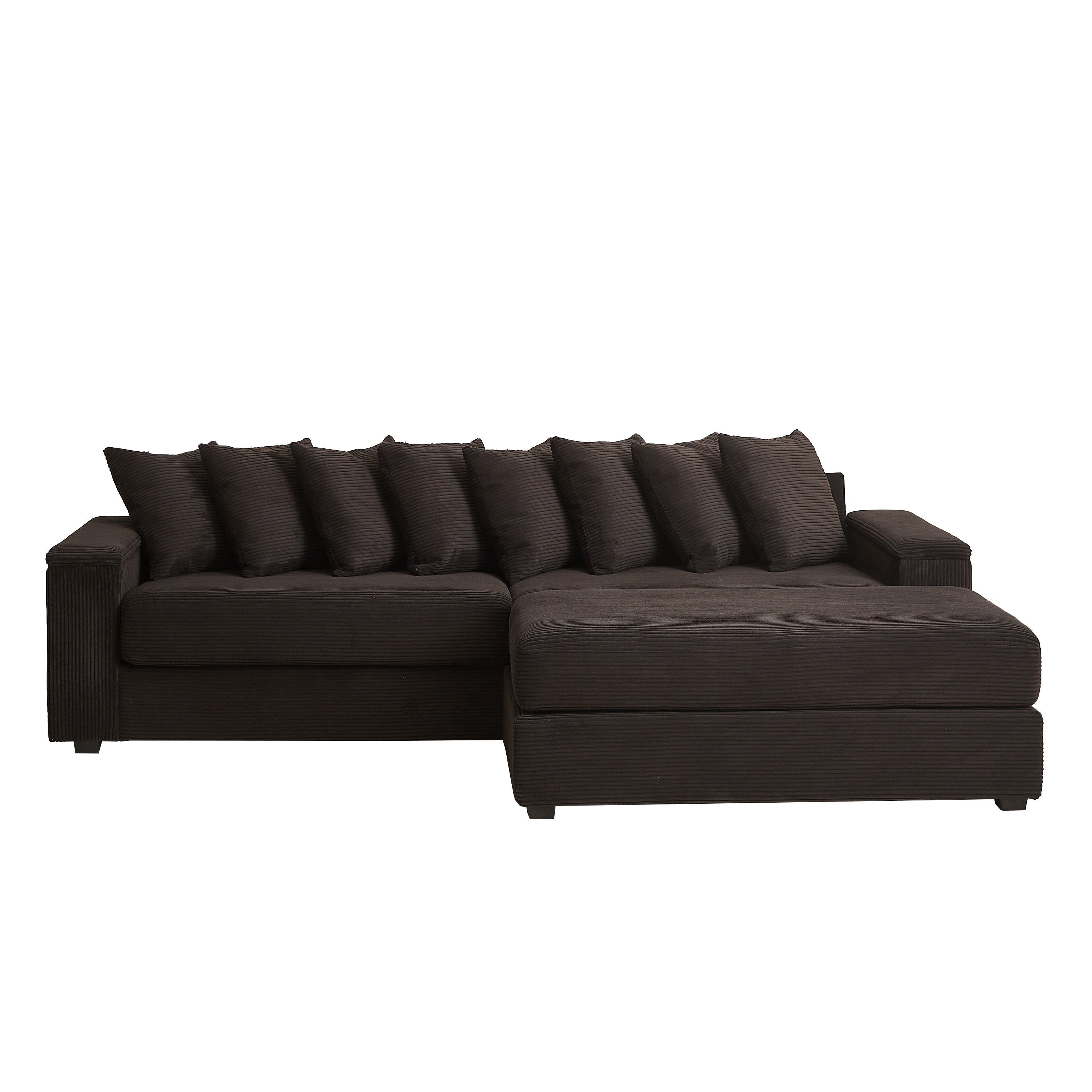 Luxe Oversized L Shaped Sofa with Chaise,Comfy Corduroy L Shaped Sectional Couches with 8 Pillows and Two Armrest storage space,Soft Fluffy Upholstered Sofa Bed for Living Room Apartment Bedroom