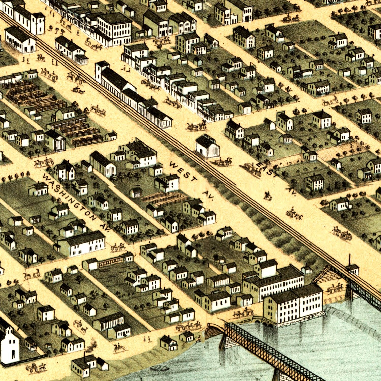Vintage Map of Kankakee, Illinois 1869